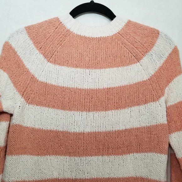 J Crew mixed stripe sweater ivory peach size S - Picture 5 of 8